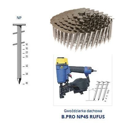 Gwóźdź NP16 papiak do gwoździarek dachowych NP 45 RUFUS B.PRO