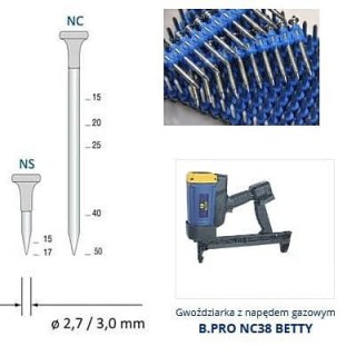 Gwóźdź do gwoździarek z napędem gazowym NC B.Pro