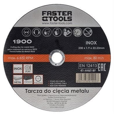 Tarcza do cięcia metalu INOX 230 x 1,9 1900 Faster Tools